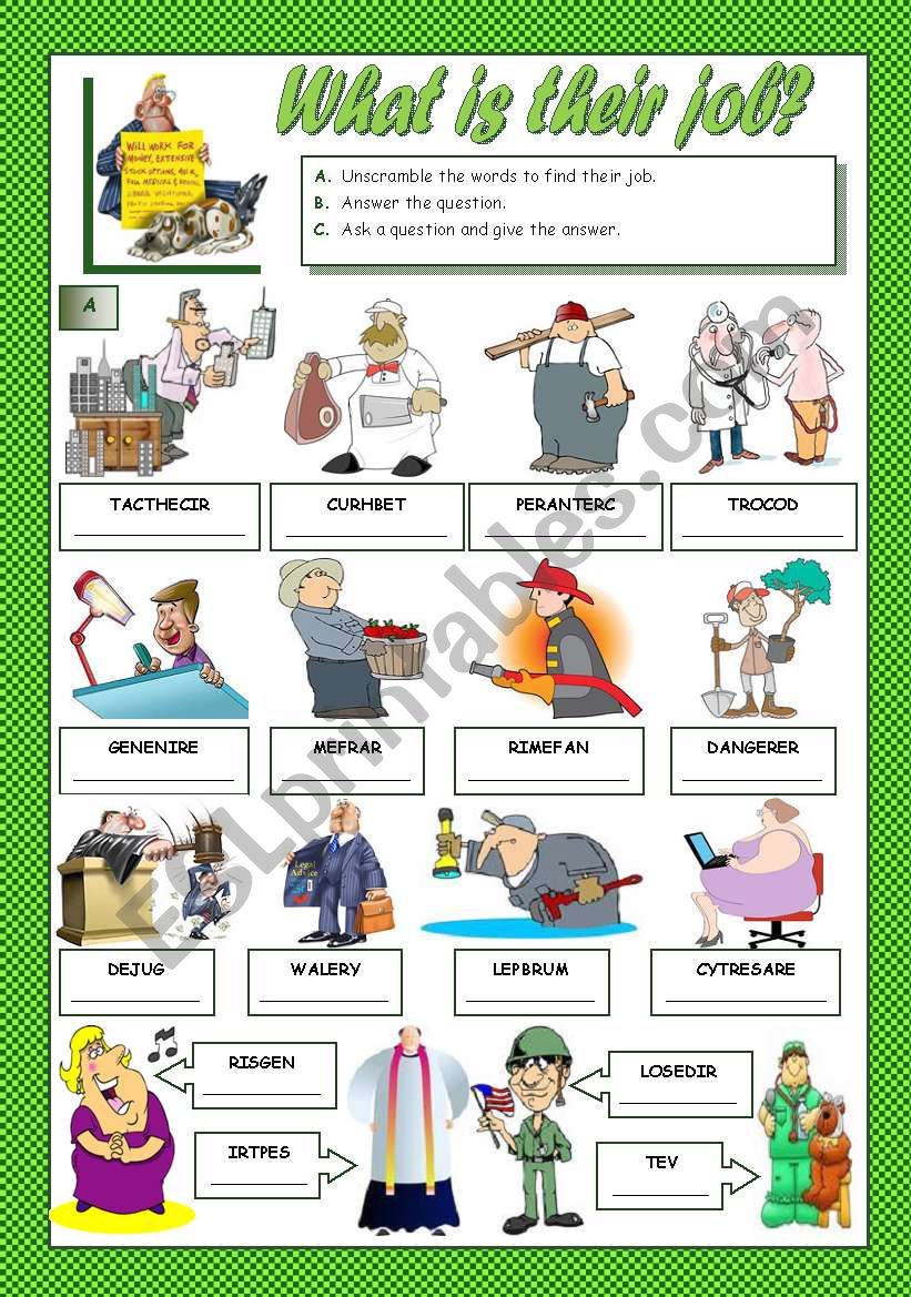 WHAT IS THEIR JOB? worksheet