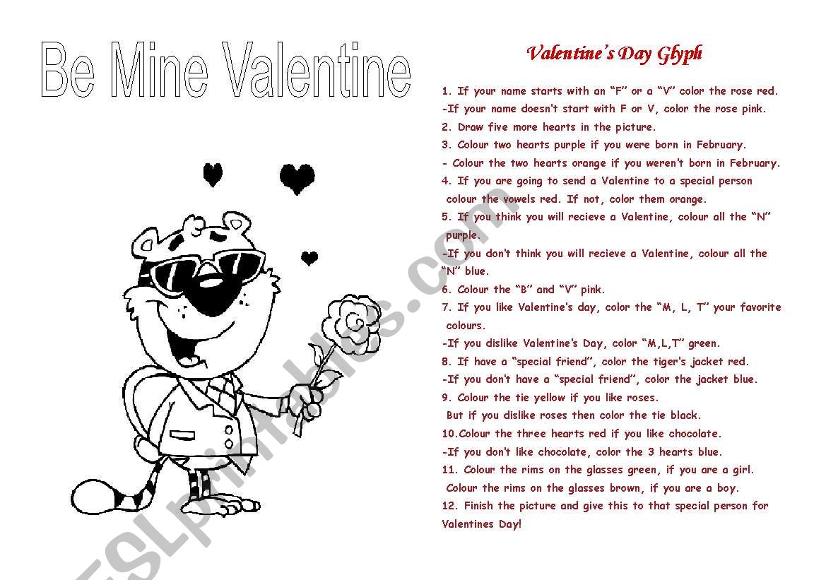 Valentine Glyph 10 worksheet