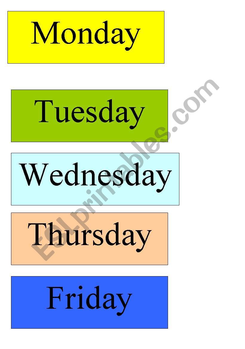 days flashcards worksheet