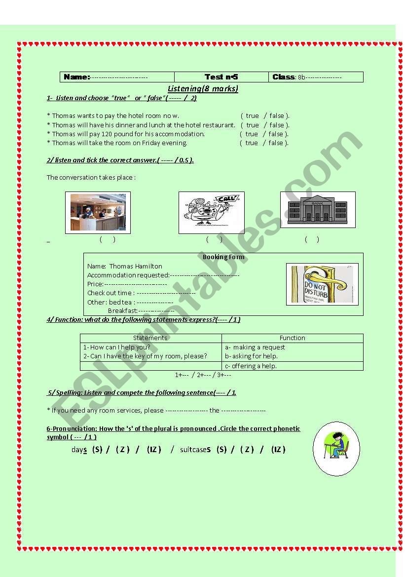 test n5 worksheet