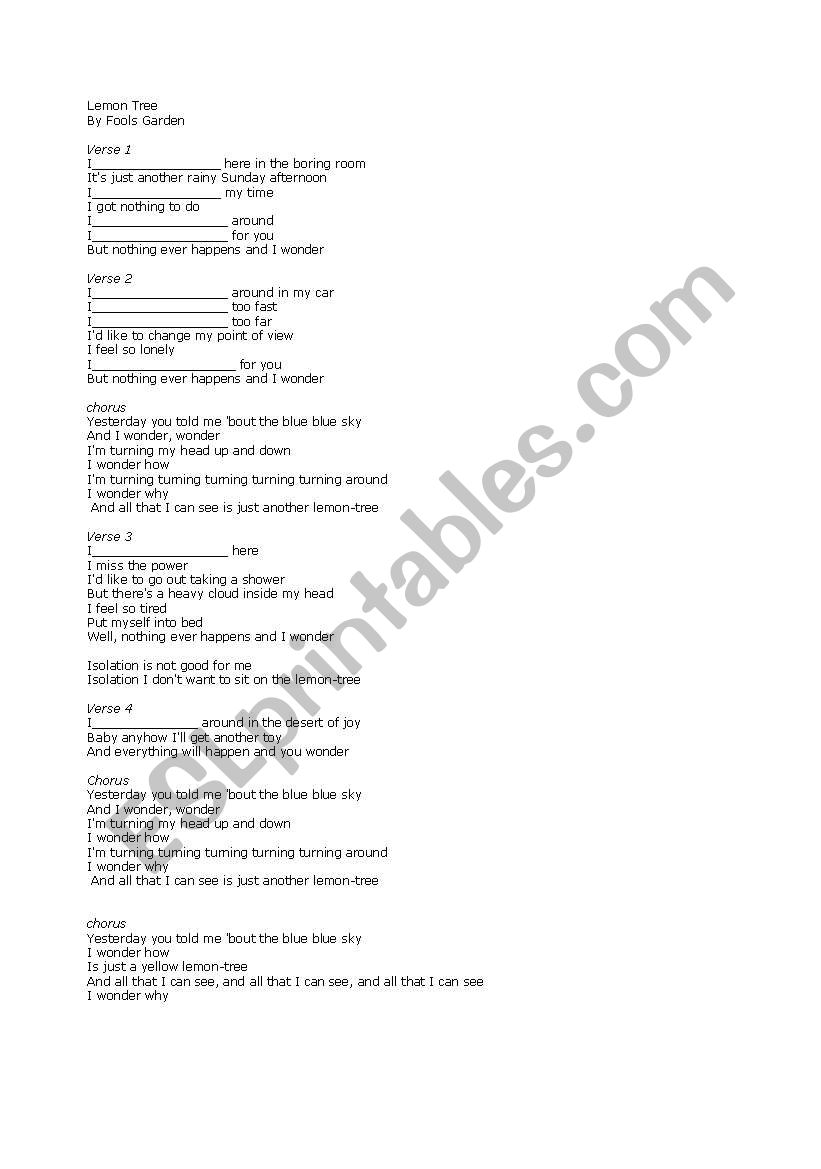 Present Continuous song worksheet