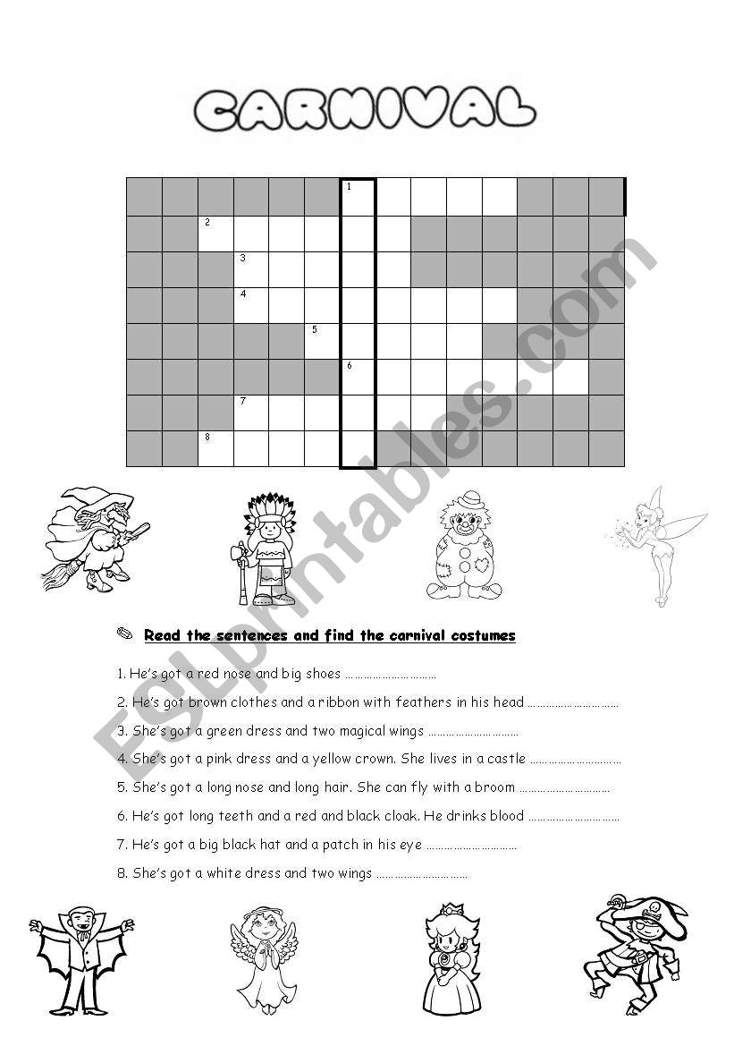 Carnival Crossword worksheet