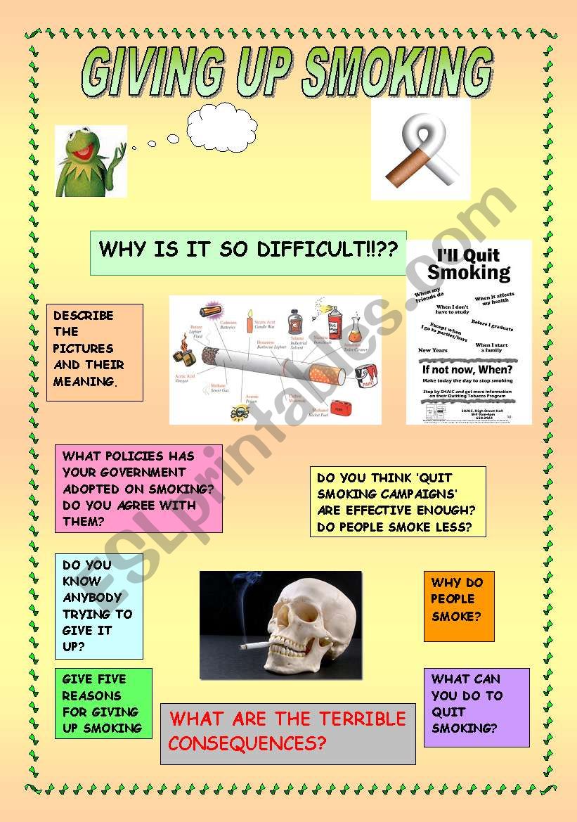 GIVING UP SMOKING worksheet