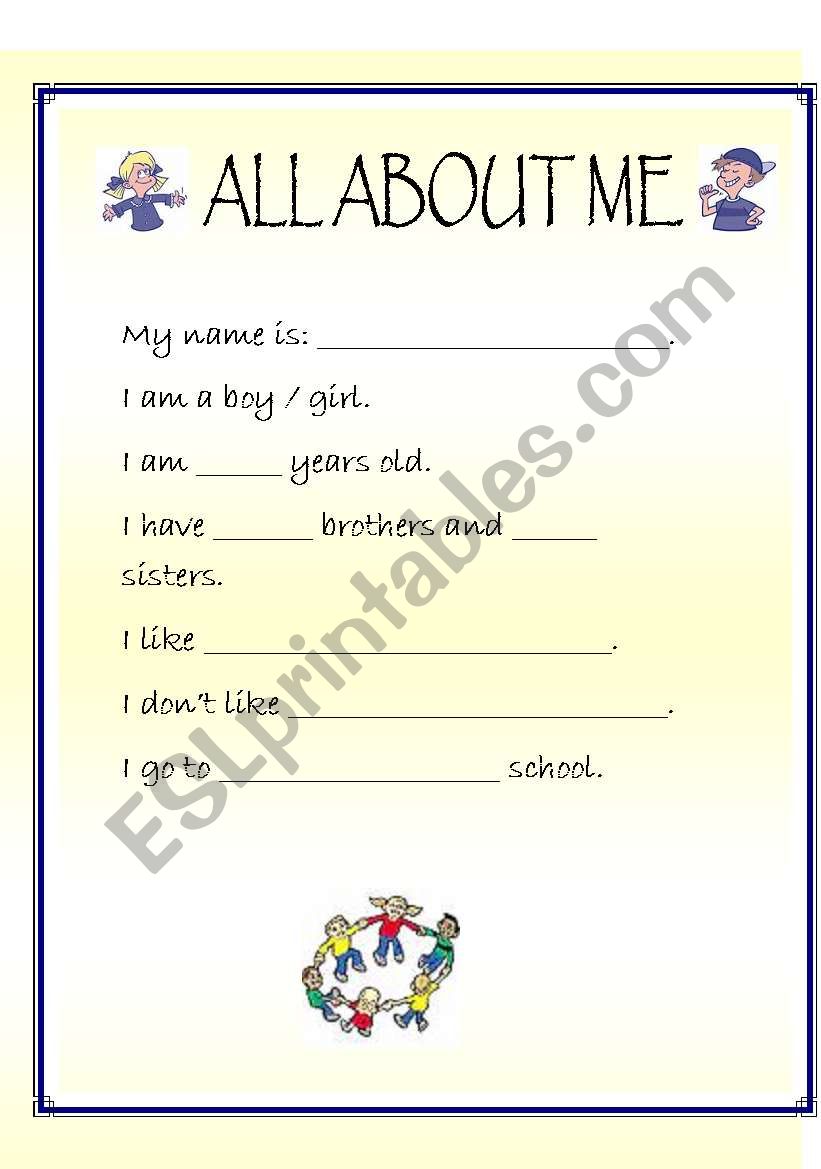 All about me worksheet