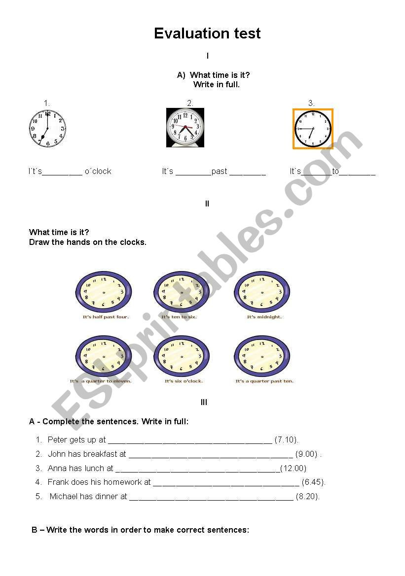 Evaluation test - Daily routine