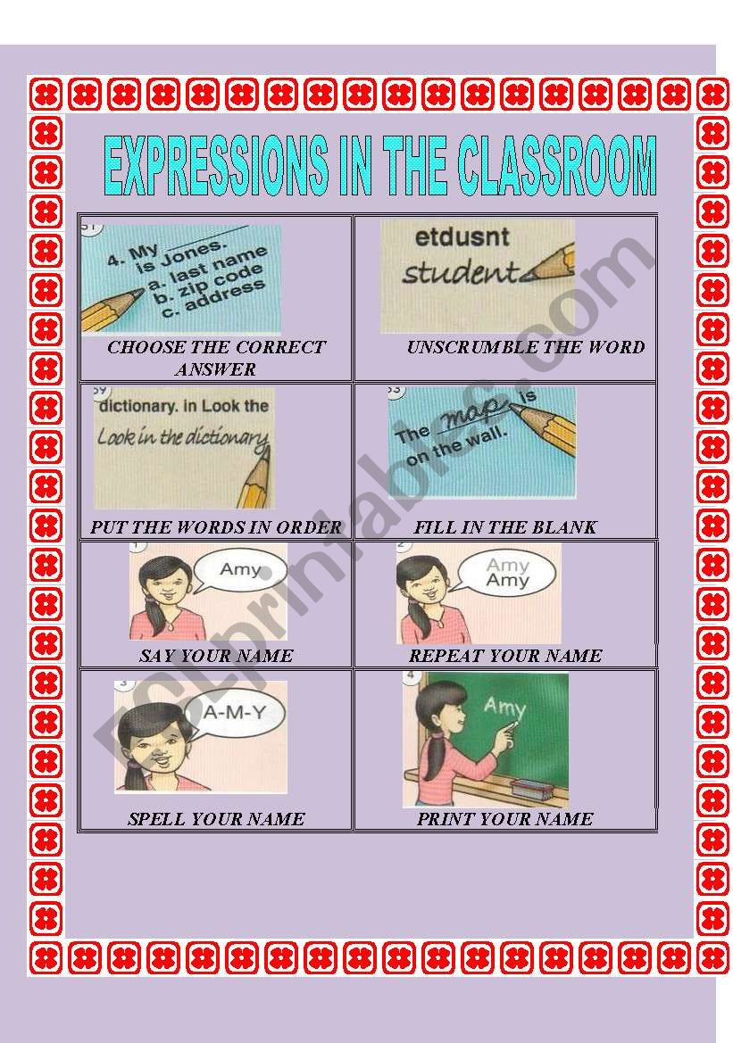 CLASSROOM EXPRESSIONS worksheet