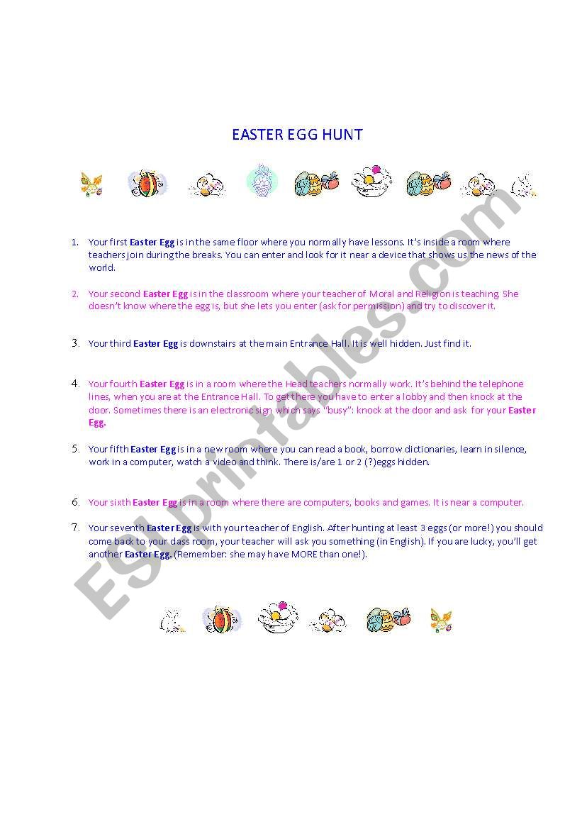 Easter Egg Hunt worksheet