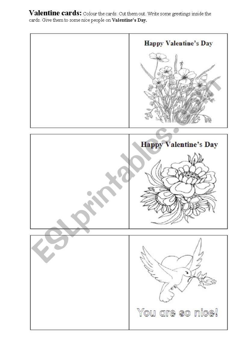 Valentine Cards 1/2 worksheet