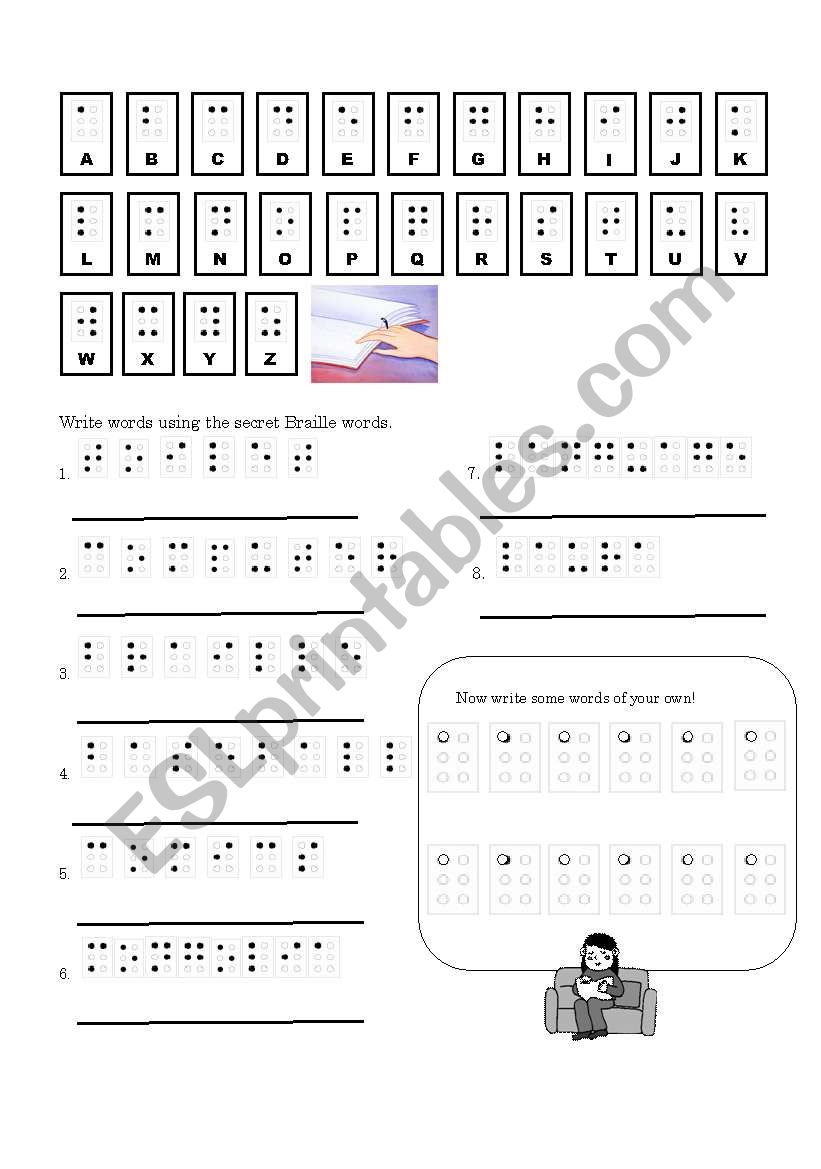 Braille messages worksheet