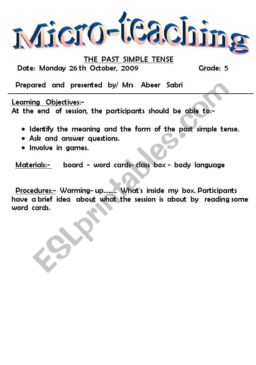 workshop worksheet