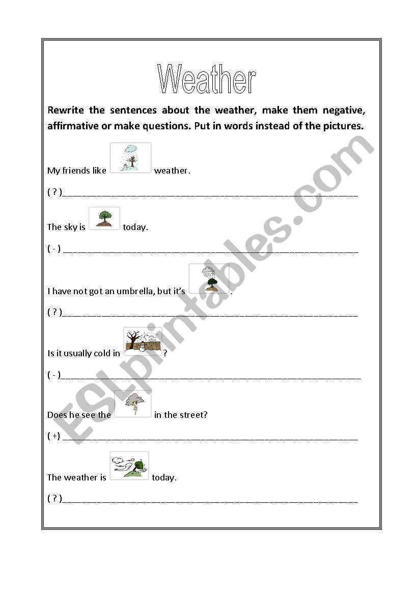 Weather sentences worksheet