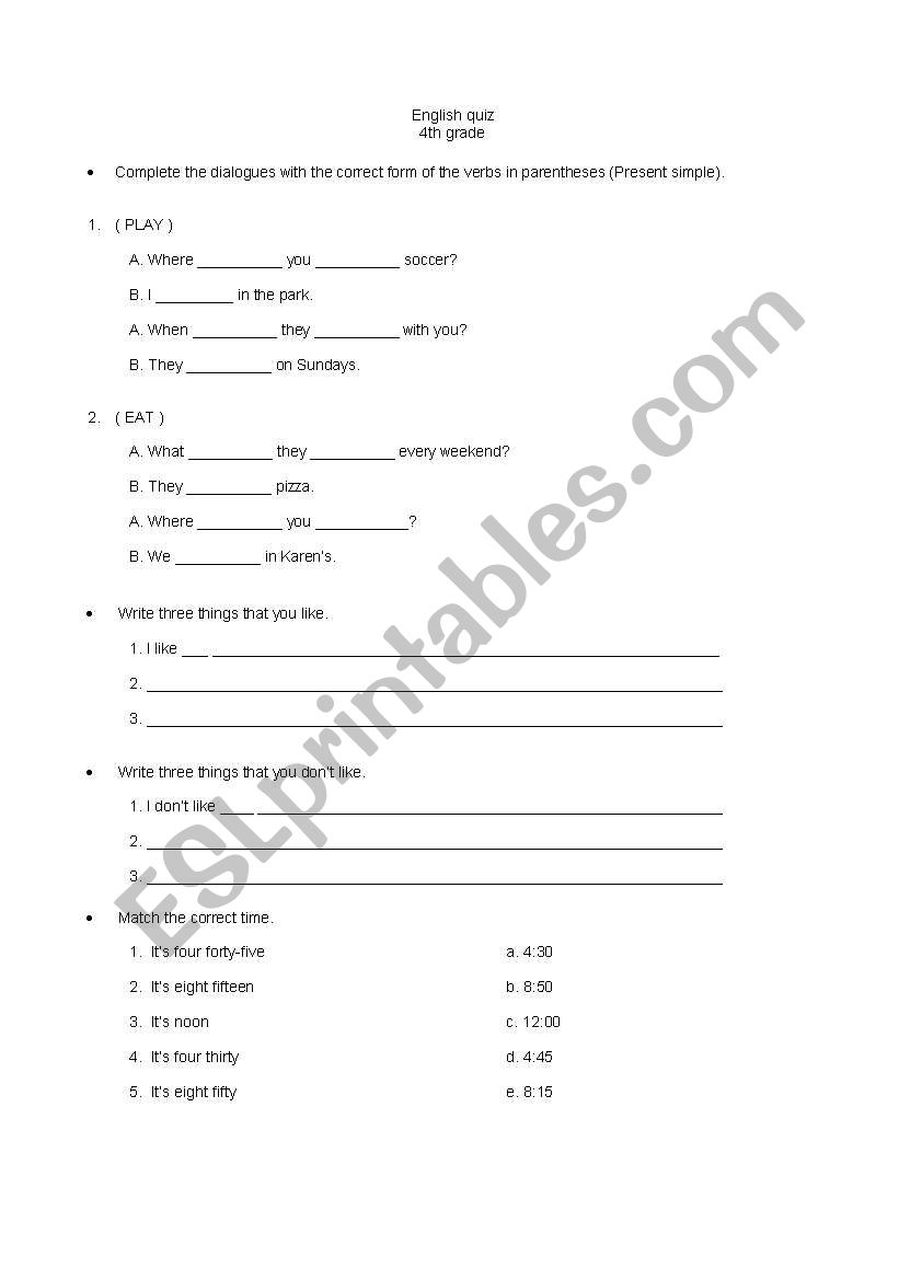 simple present worksheet