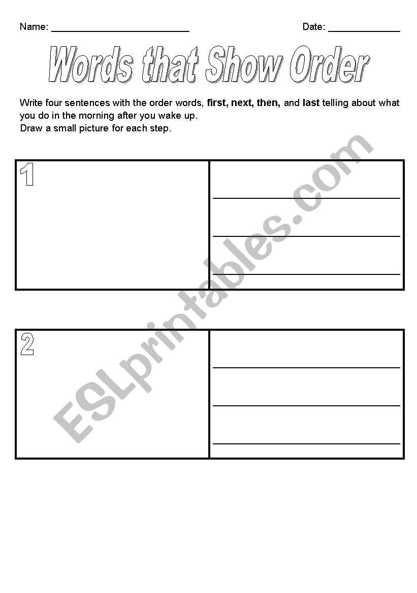 Order Words worksheet