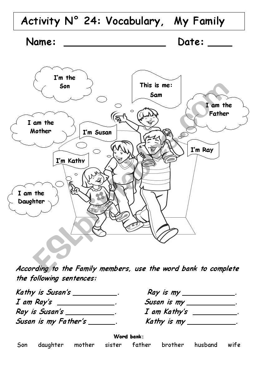 MY FAMILY worksheet