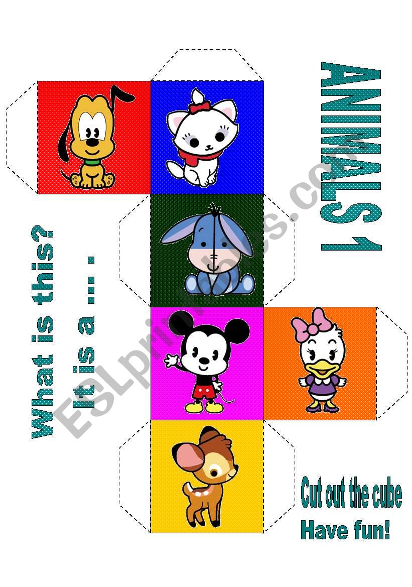 LOVELY ANIMALS CUBE 1 worksheet