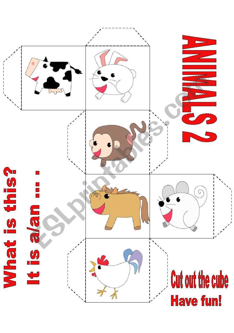 LOVELY ANIMALS CUBE 2 worksheet