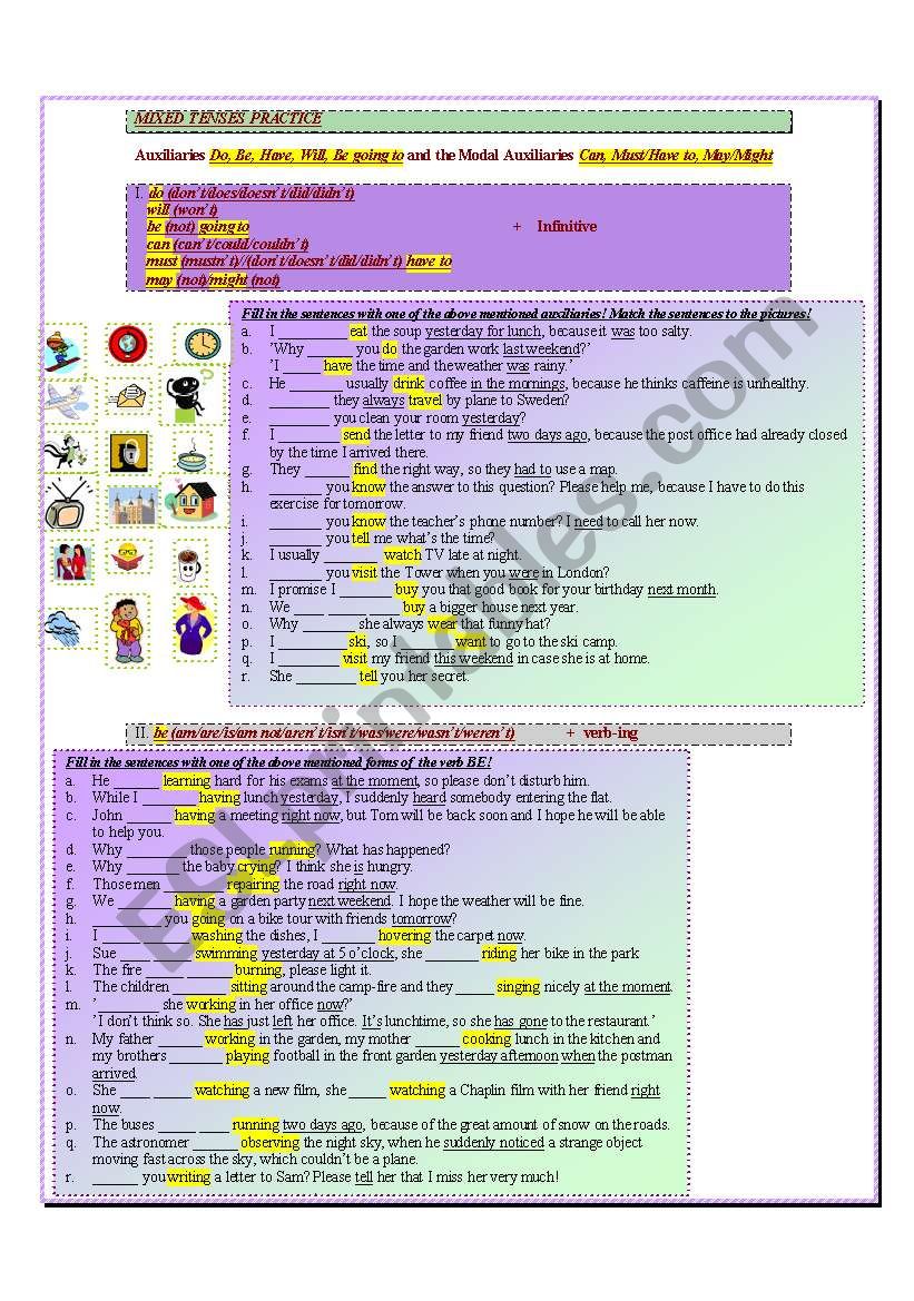 Auxiliaries worksheet