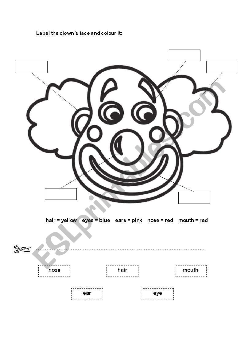 Clowns Face worksheet