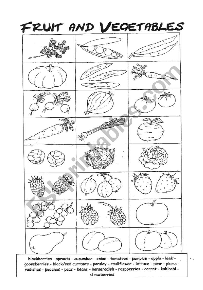 Fruit and vegetables worksheet