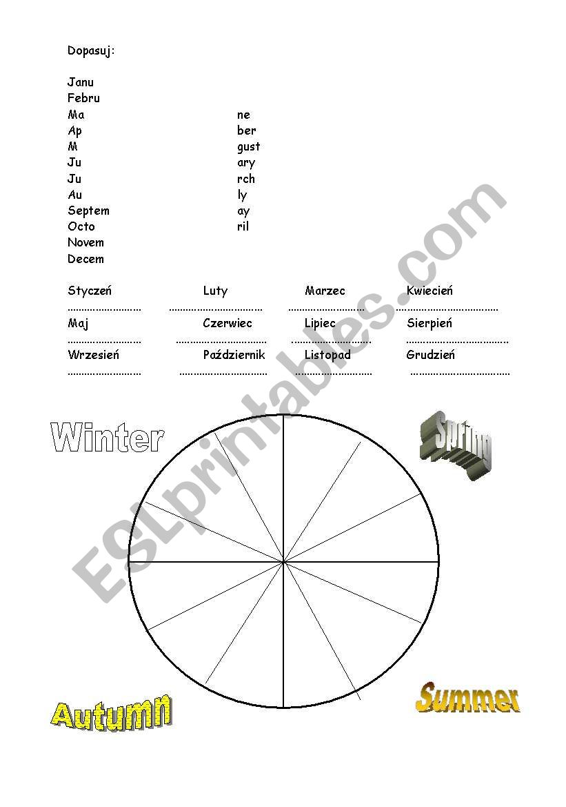 Months worksheet