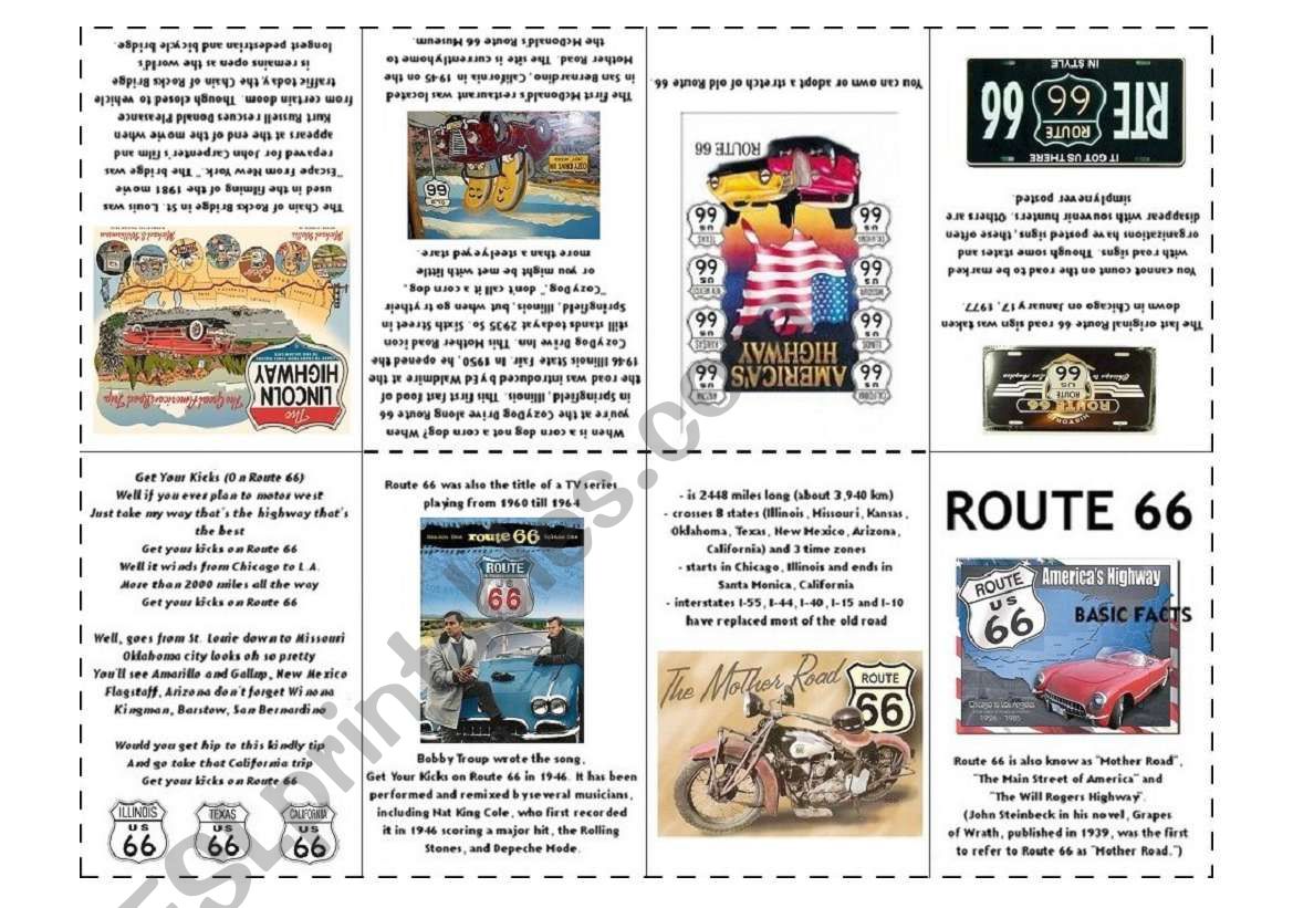 Basic facts about ROUTE 66 worksheet