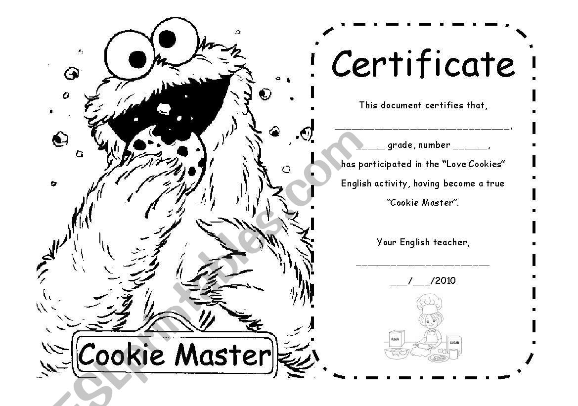 Cookie Master Certificate (Editable) 1
