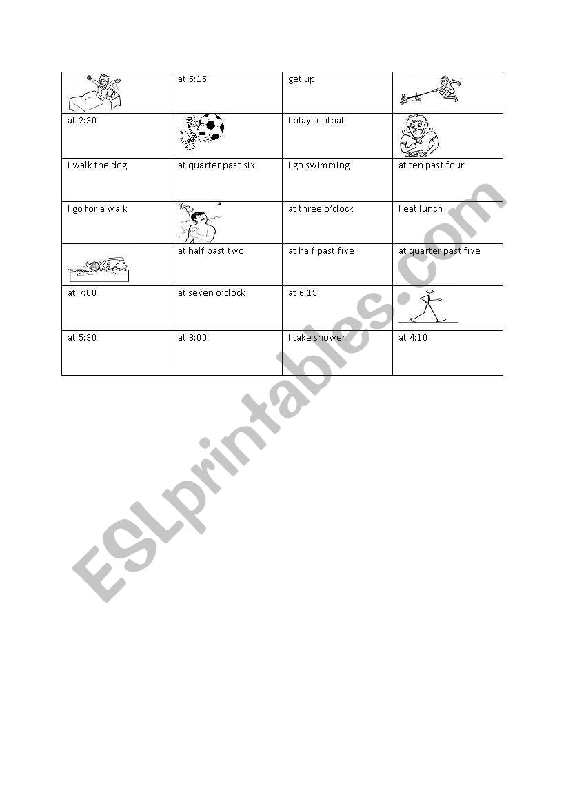 dominoes- everyday activities worksheet