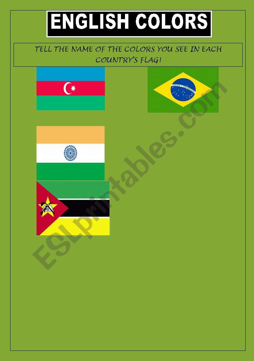 Telling the colors by flags worksheet