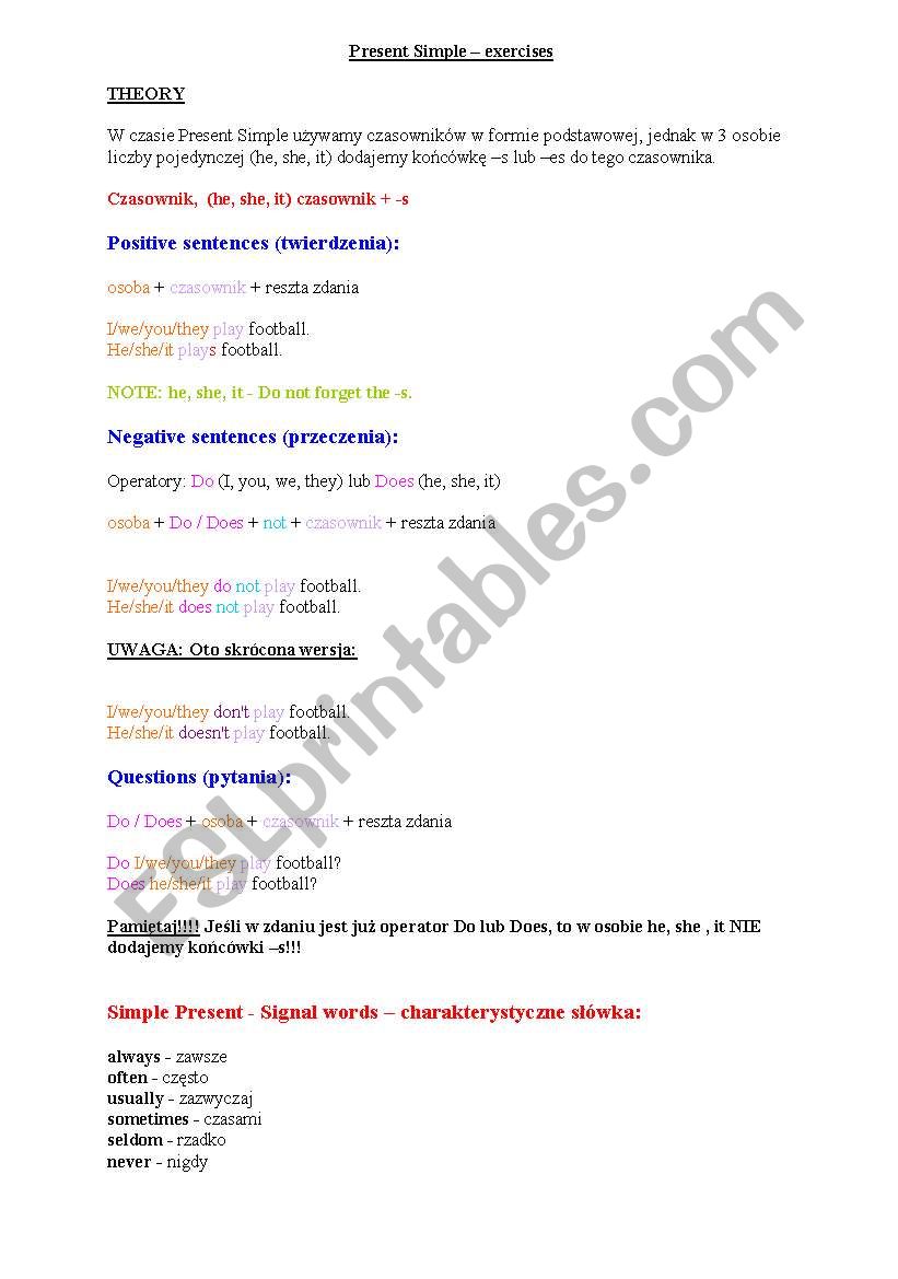 Present Simple Tense worksheet