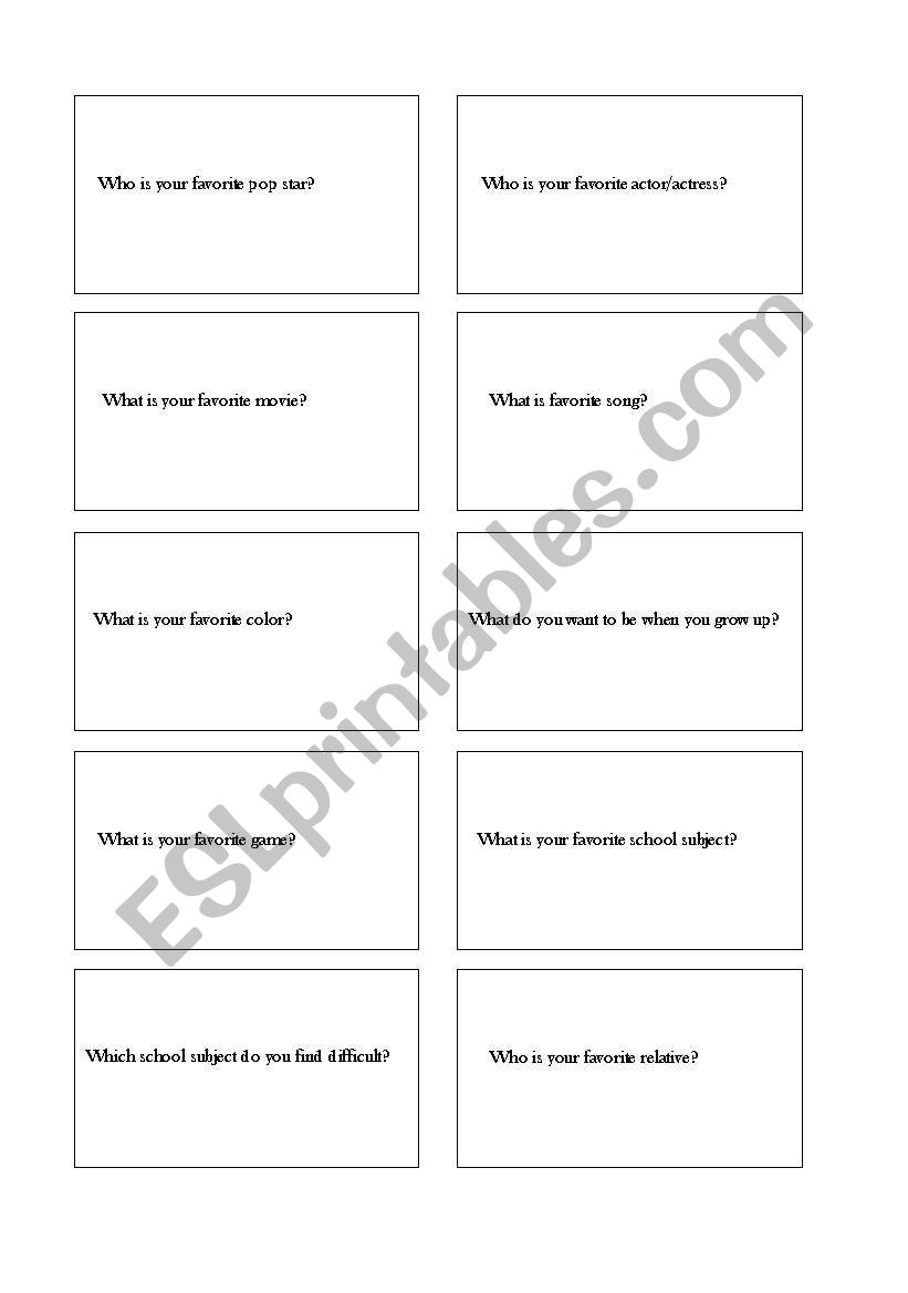 Q cards part 2 worksheet