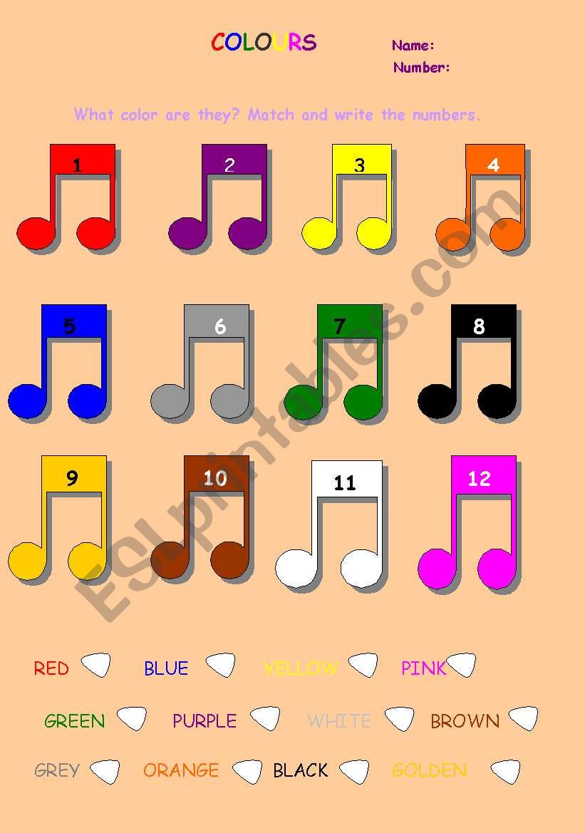 colours worksheet