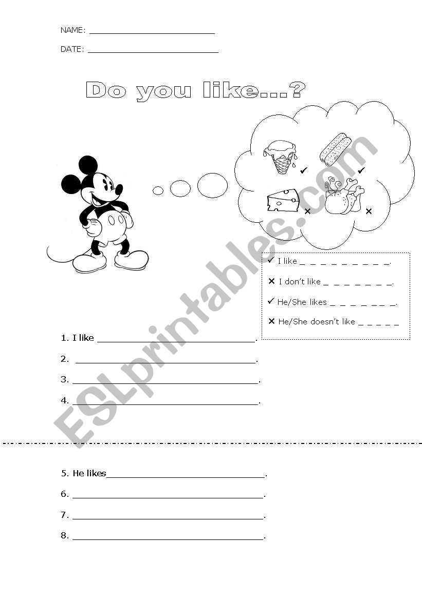 Do you like...? (pair work A) worksheet