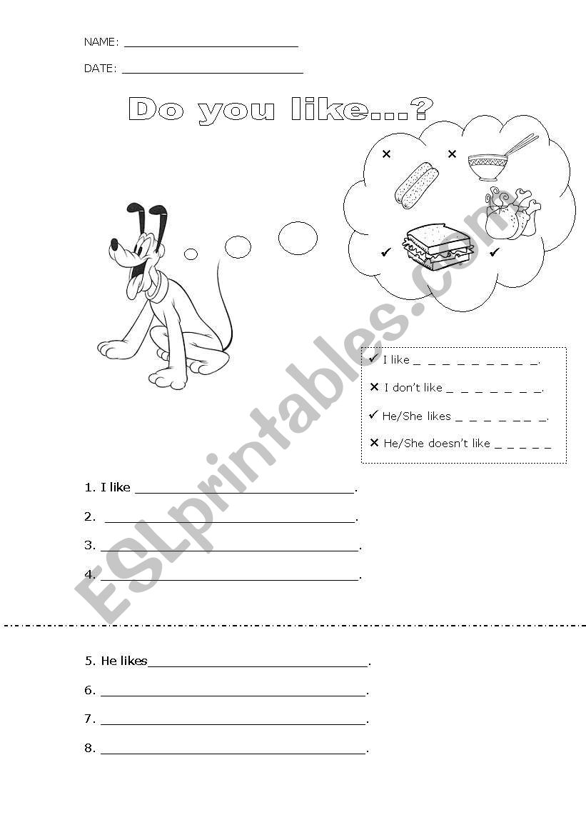 Do you like...? (pair work B) worksheet