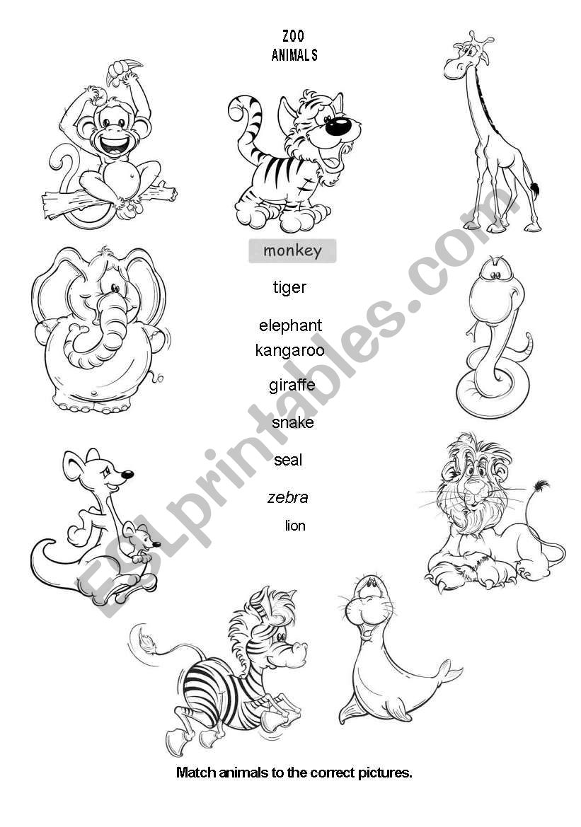 ZOO ANIMALS part I worksheet