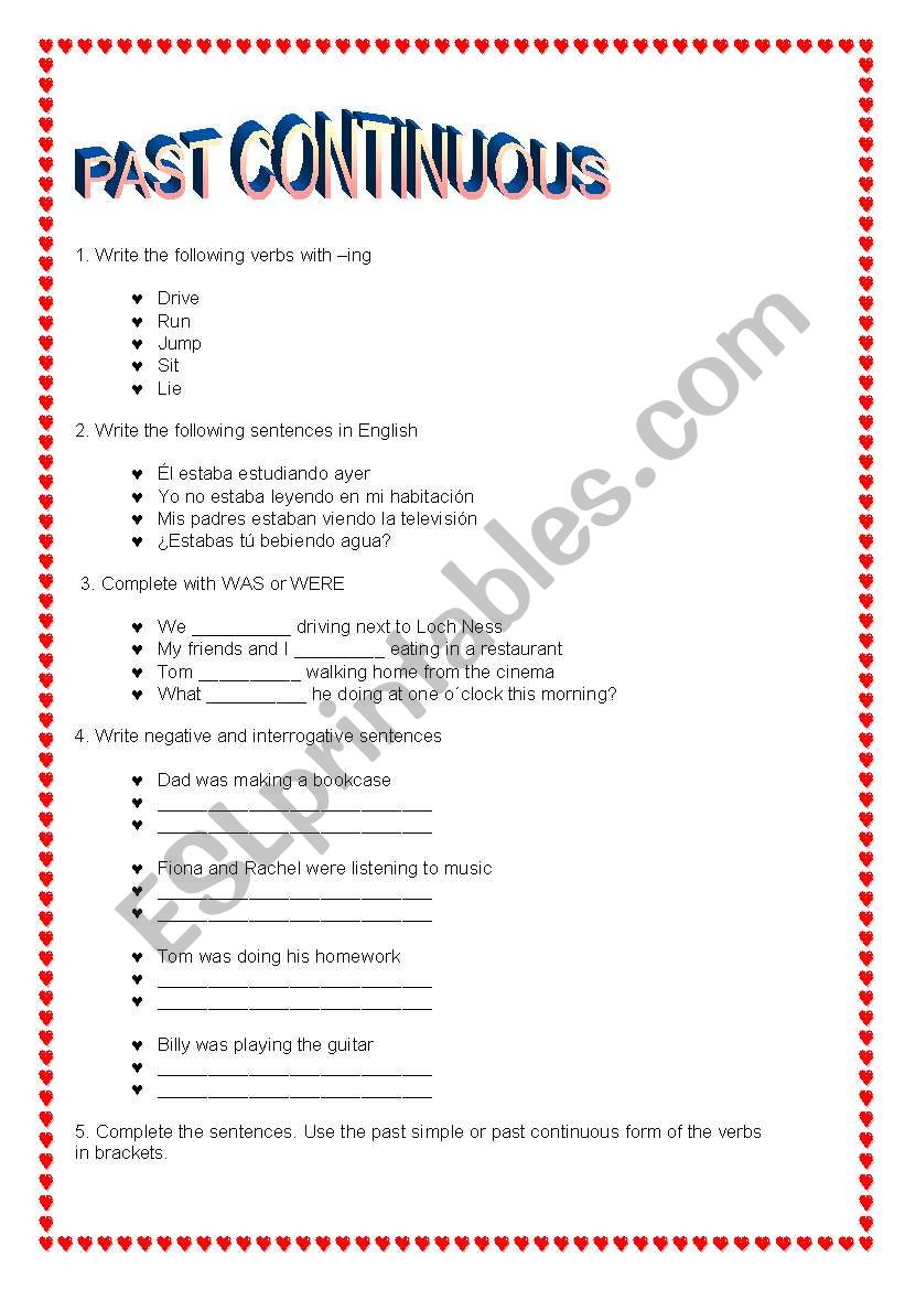 PAST CONTINUOUS worksheet