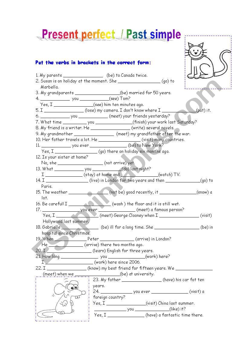 present perfect-  past simple worksheet