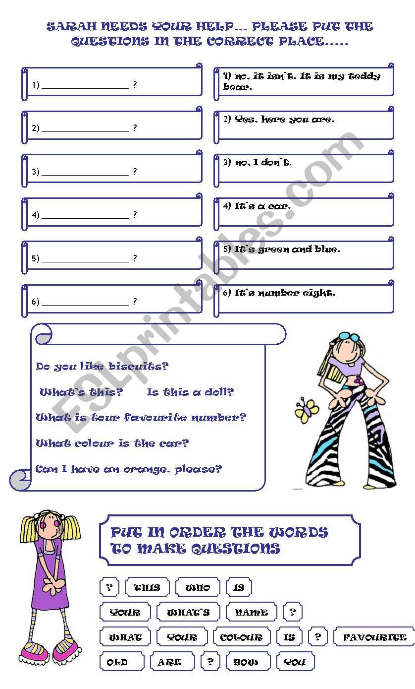 WORKING WITH QUESTIONS worksheet