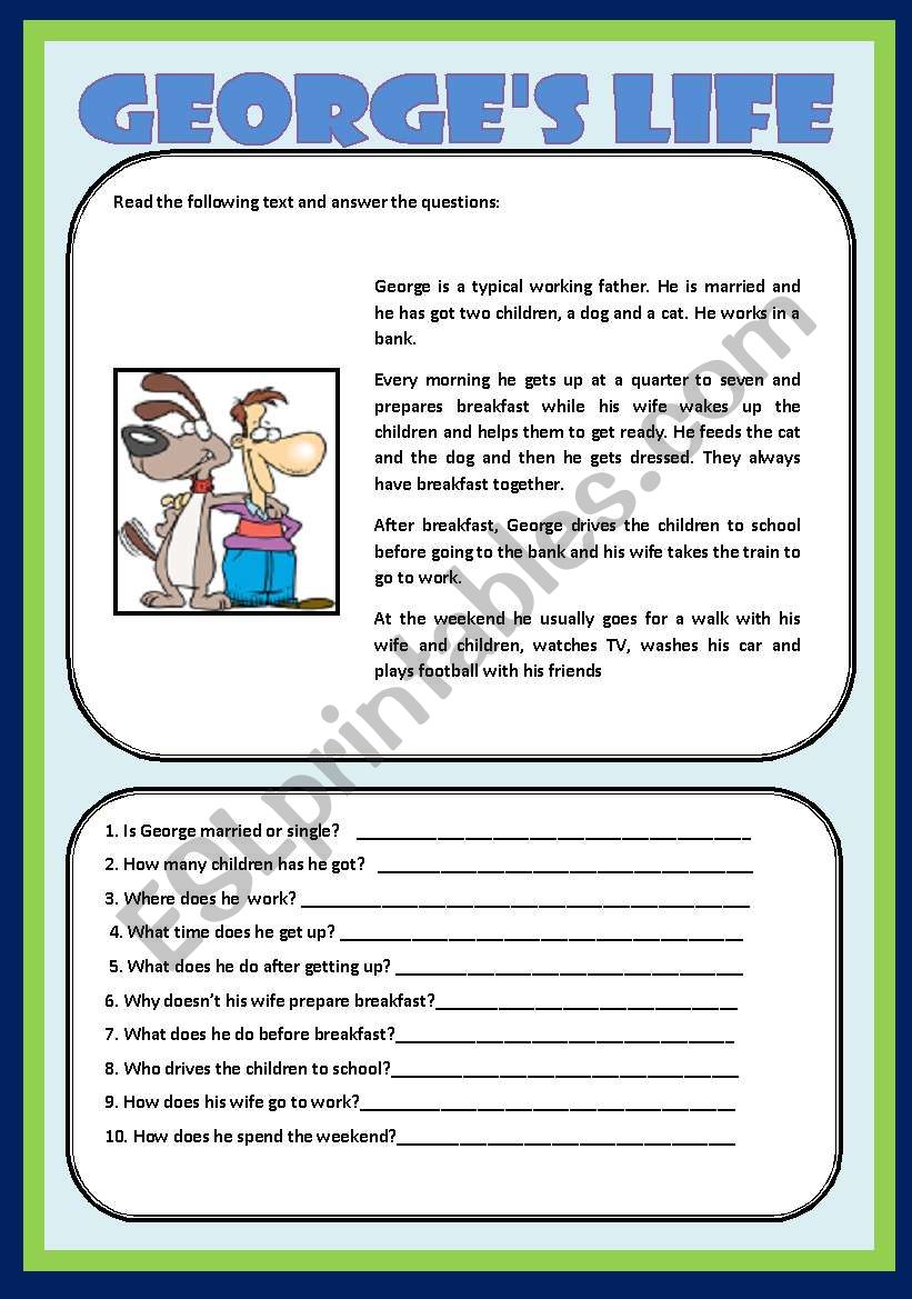 GEORGES LIFE worksheet