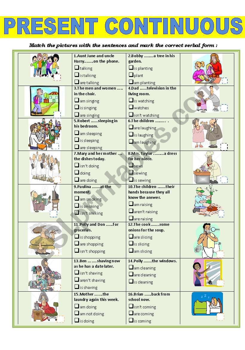 PRESENT CONTINUOUS  worksheet