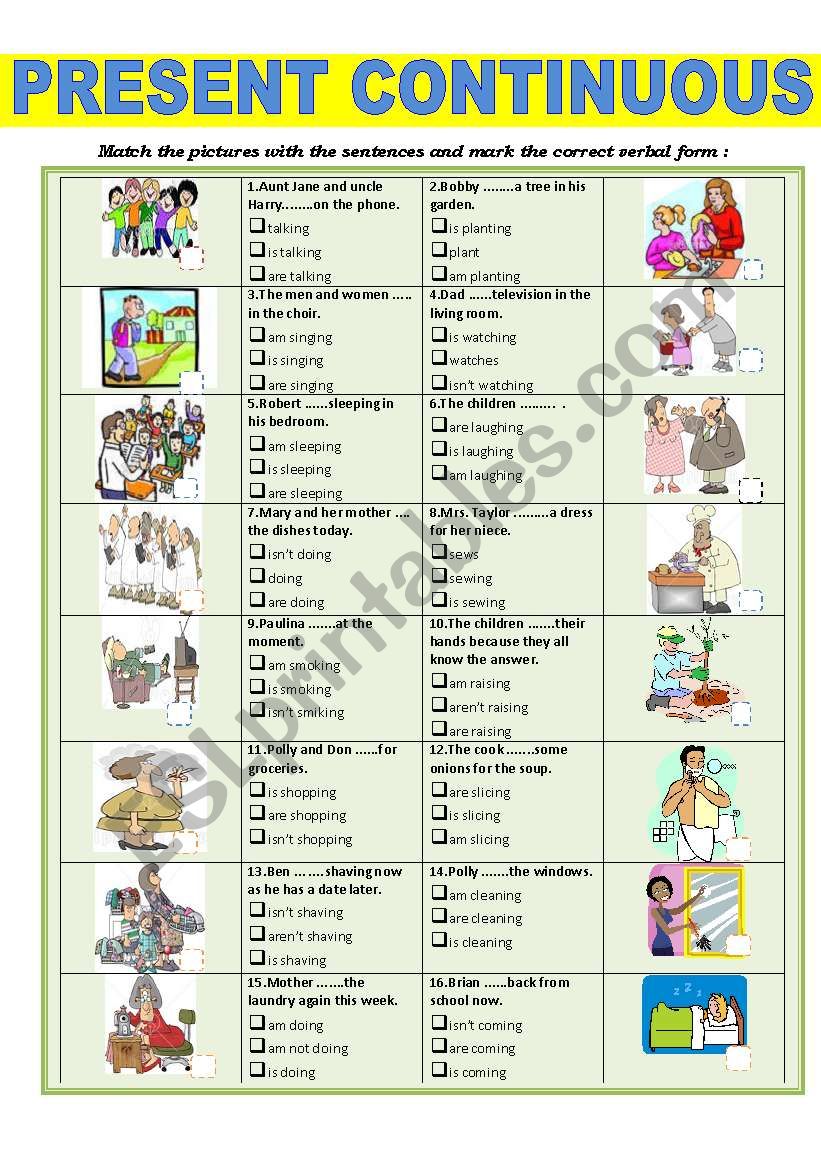 PRESENT CONTINUOUS  worksheet