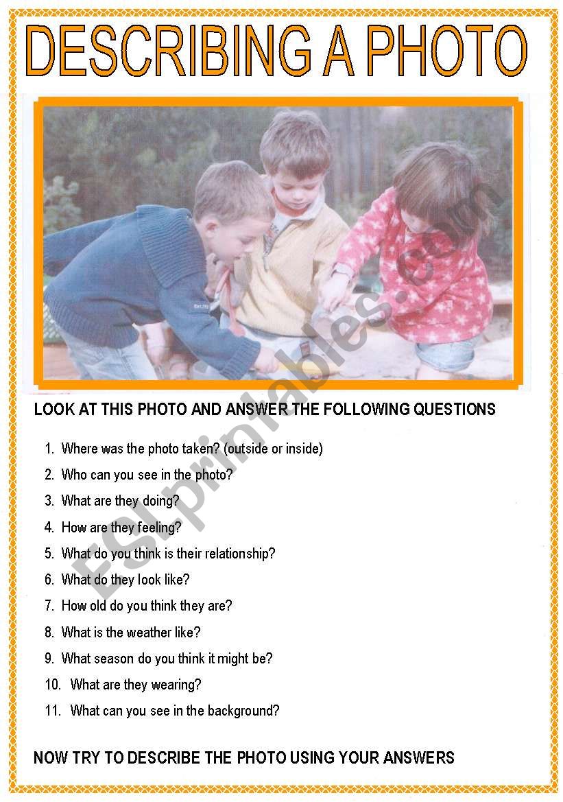 DESCRIBING  PHOTO (3) worksheet