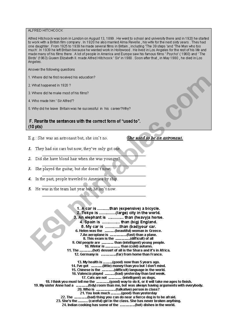 reading comprehension worksheet