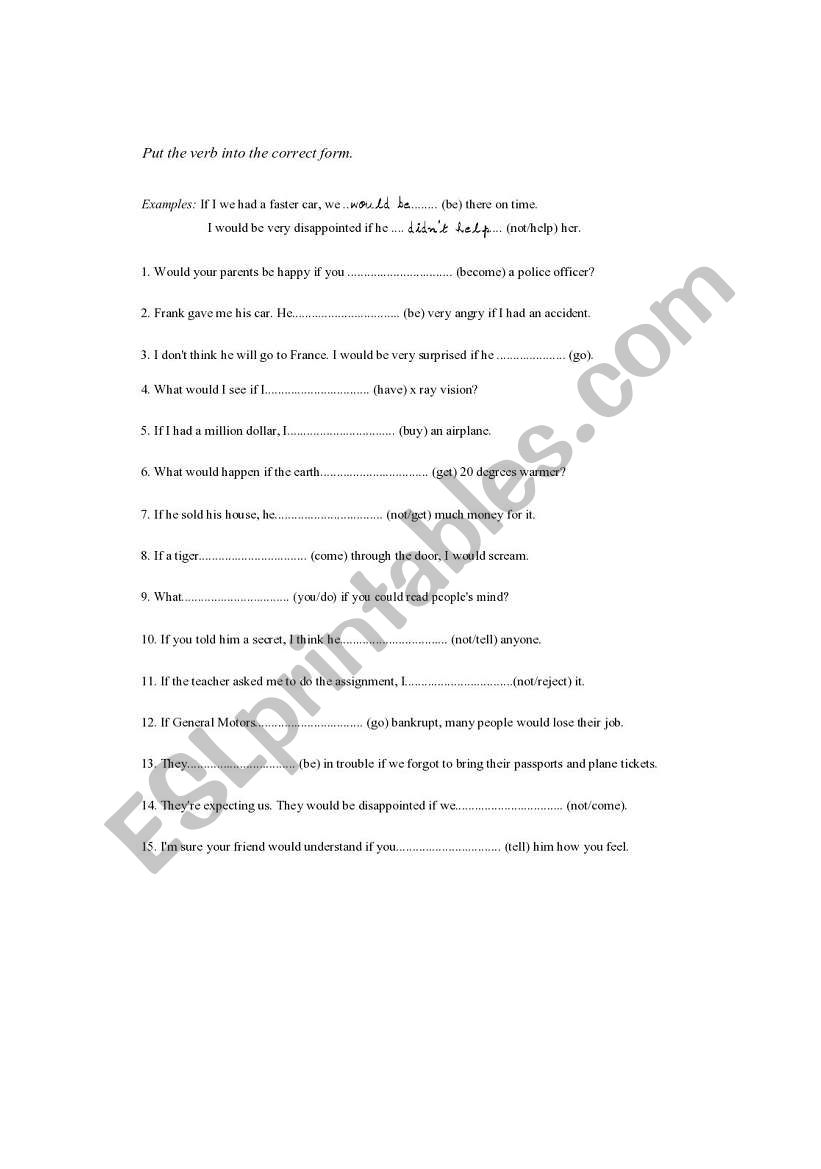 If sentences worksheet