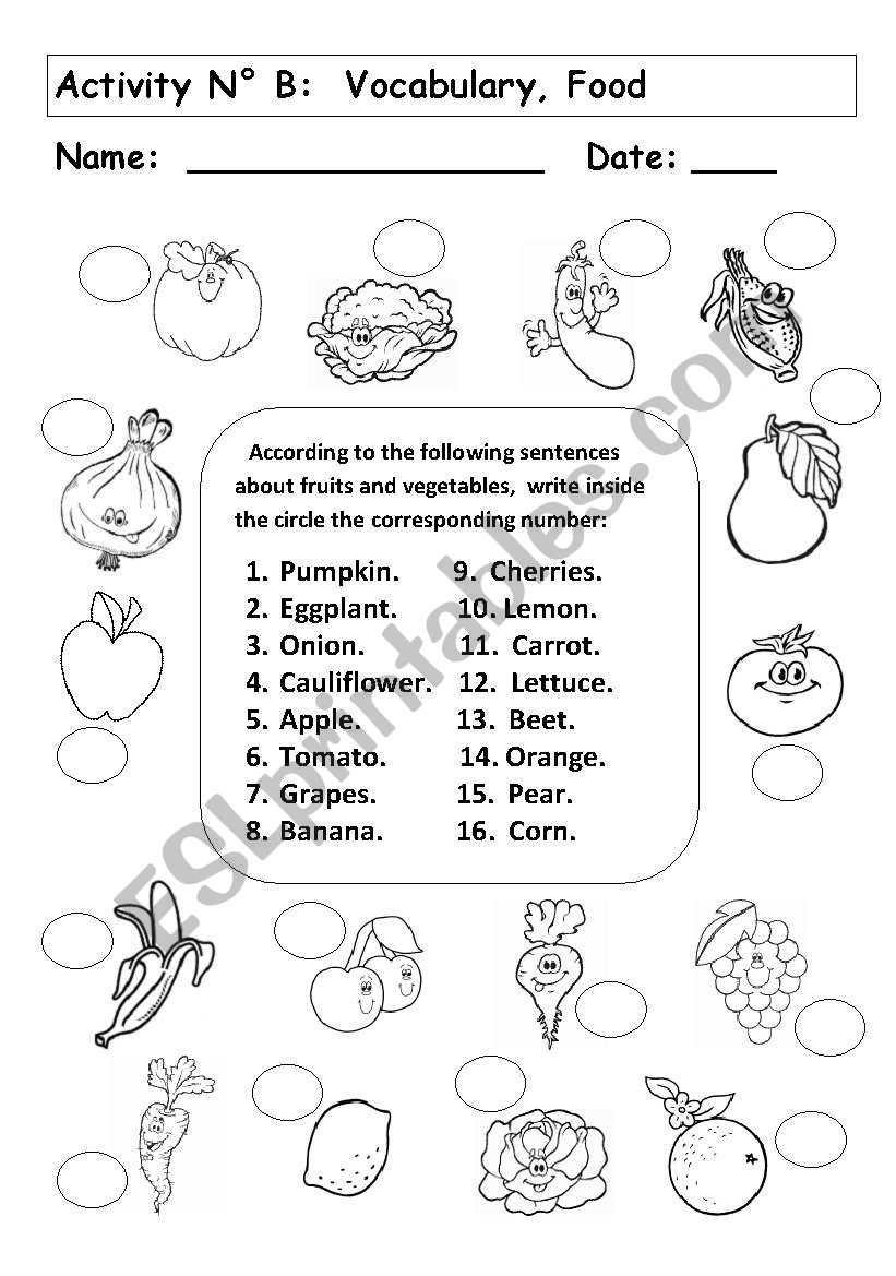 FOOD worksheet