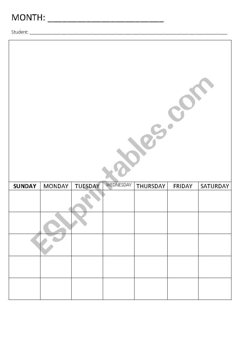 construindo o calendário worksheet