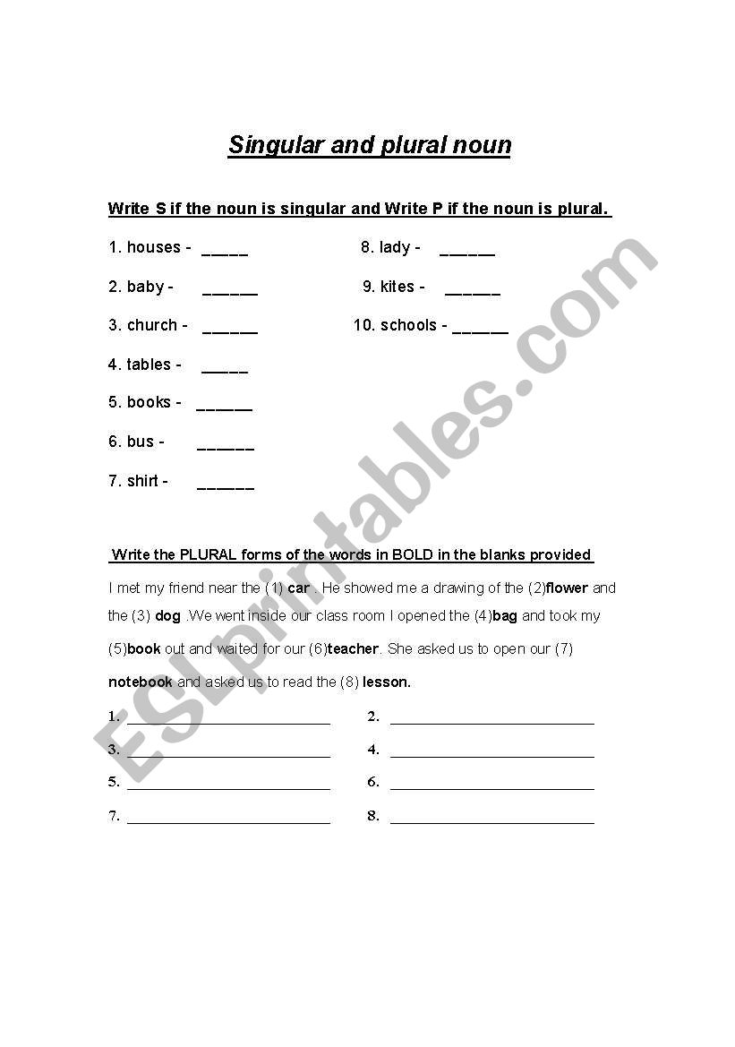 noun worksheet