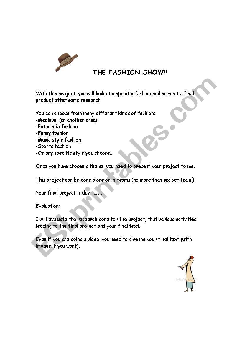 Fashion Show worksheet