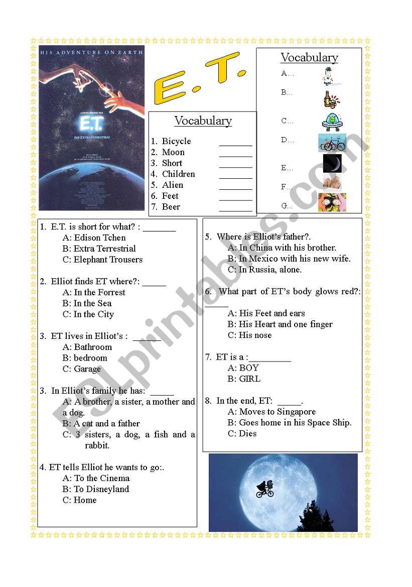 E.T. Lesson worksheet