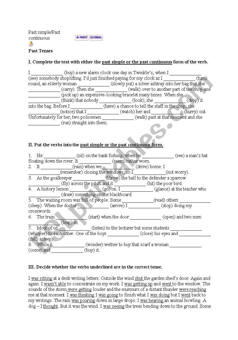 past simple/progressive worksheet