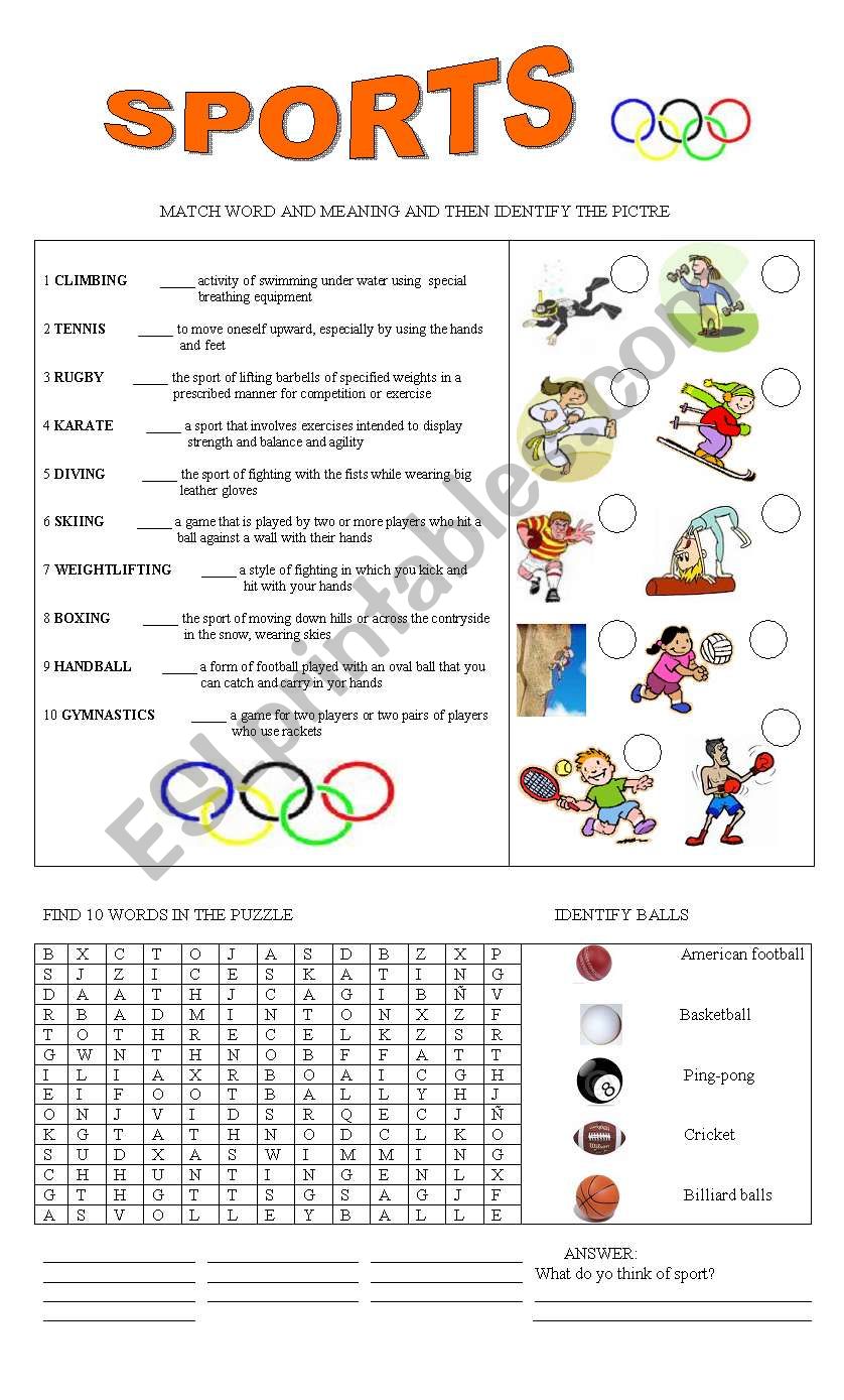 SPORTS worksheet